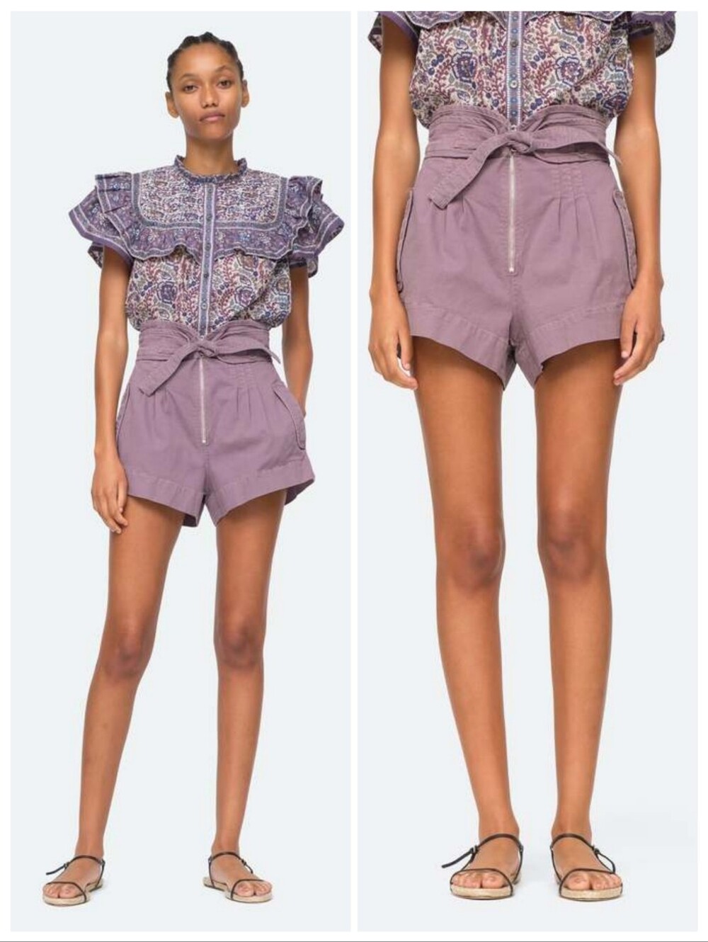 Sea New York Suri Stretch Canvas Belted Shorts Resortwear Boho Sz 4 Beach